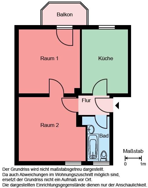 Thumbnail-Große Küche mit Balkon - 2-Zimmer-Wohnung in Castrop-Rauxel Schwerin