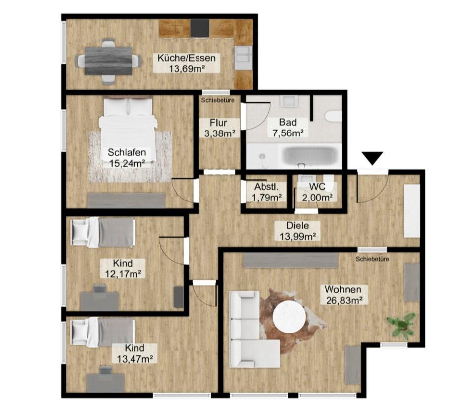 Thumbnail-4-Zimmer Wohnung 2014 modernisiert 3 Außenstellplätze