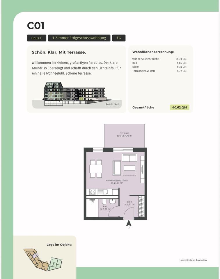 Thumbnail-1-Zimmer Wohnung Neubau ab März 2027 in Schönaich 71101