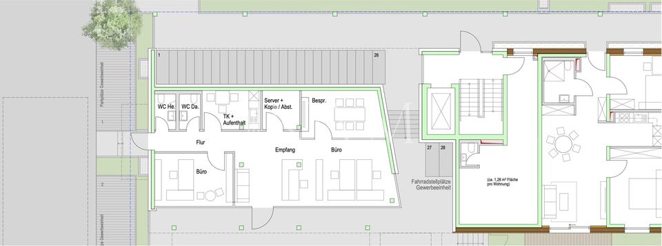 Thumbnail-Neubau-Gewerbefläche Büroräumlichkeiten (KFW 55) mit Stellplätzen nahe Scharnhauser Park