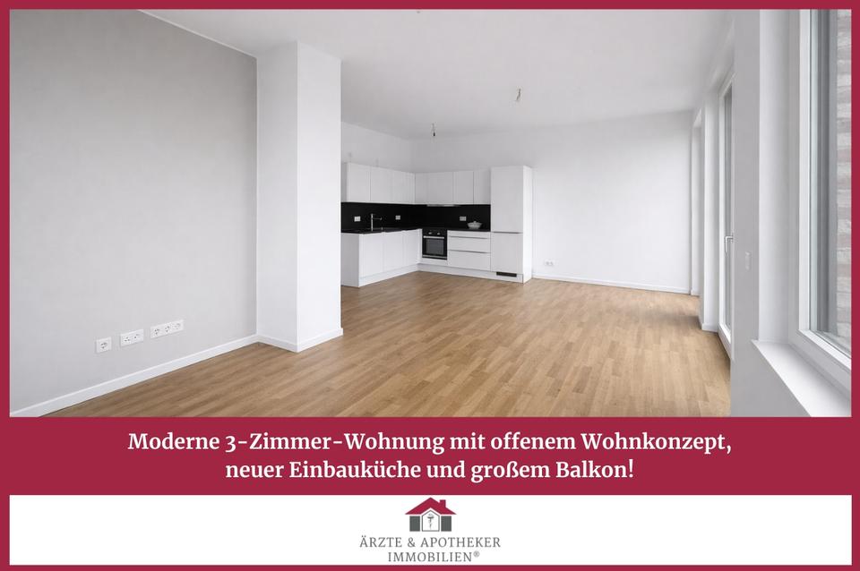 Thumbnail-Moderne 3-Zimmer-Wohnung mit offenem Wohnkonzept, neuer Einbauküche und großem Balkon!