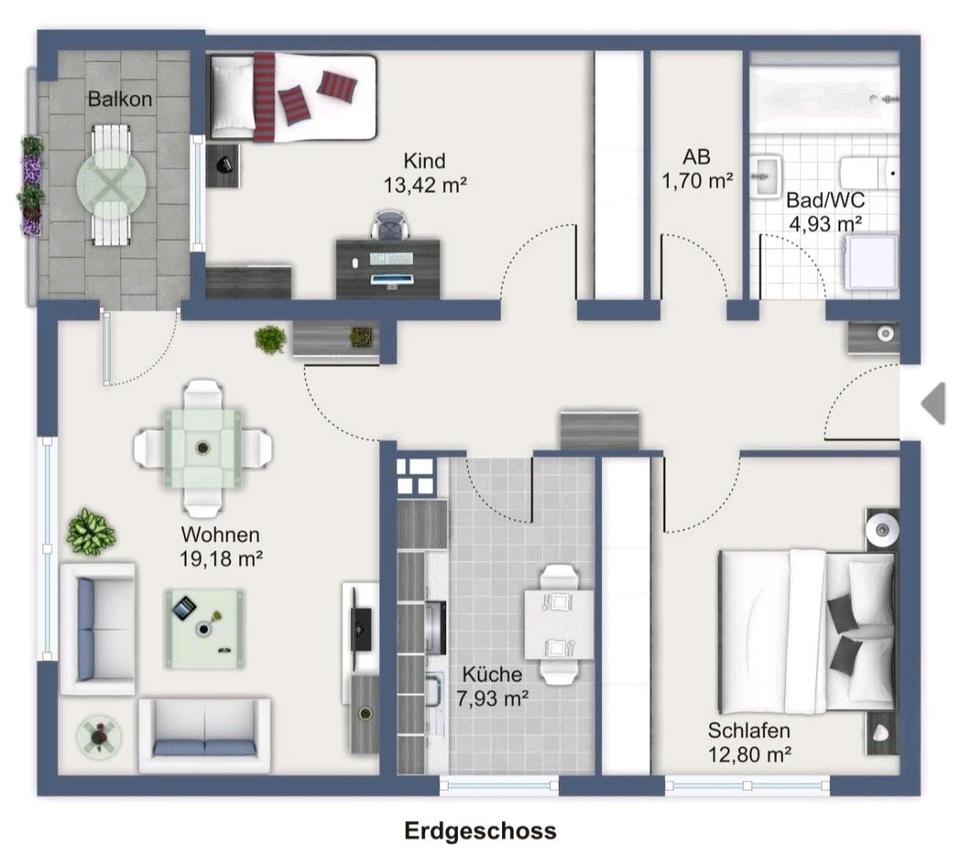Thumbnail-3-Zimmer-Wohnung mit Südbalkon in Duisburg-Walsum