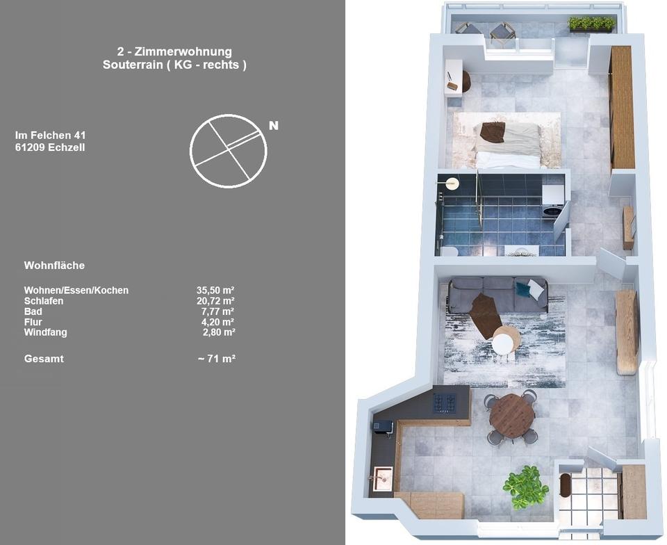Thumbnail-Kernsaniert Erstbezug, 2 Zimmer mit EBK, Souterrain, FBH