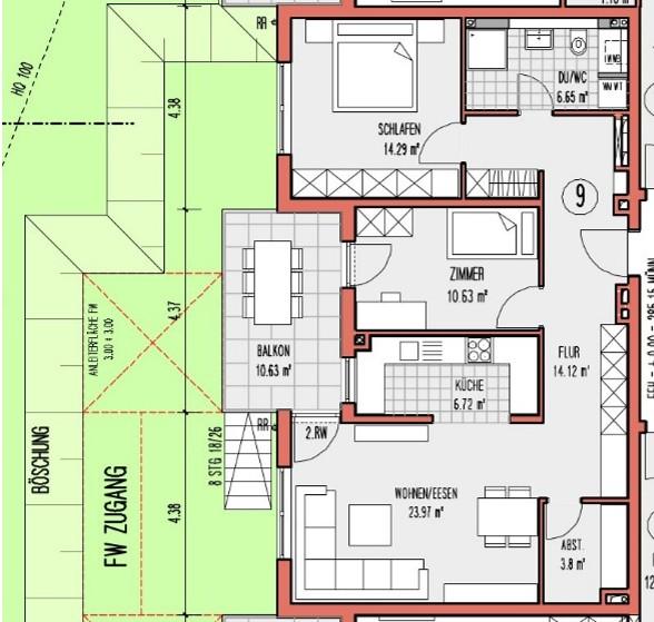 Thumbnail-3-Zi.-Wohnung mit Balkon, Garten und Carport
