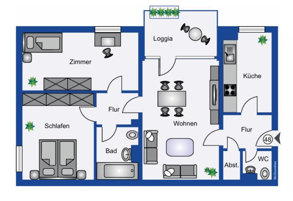 Thumbnail-Attraktive 3-Zimmer-Wohnung mit Loggia & Tiefgaragenstellplatz