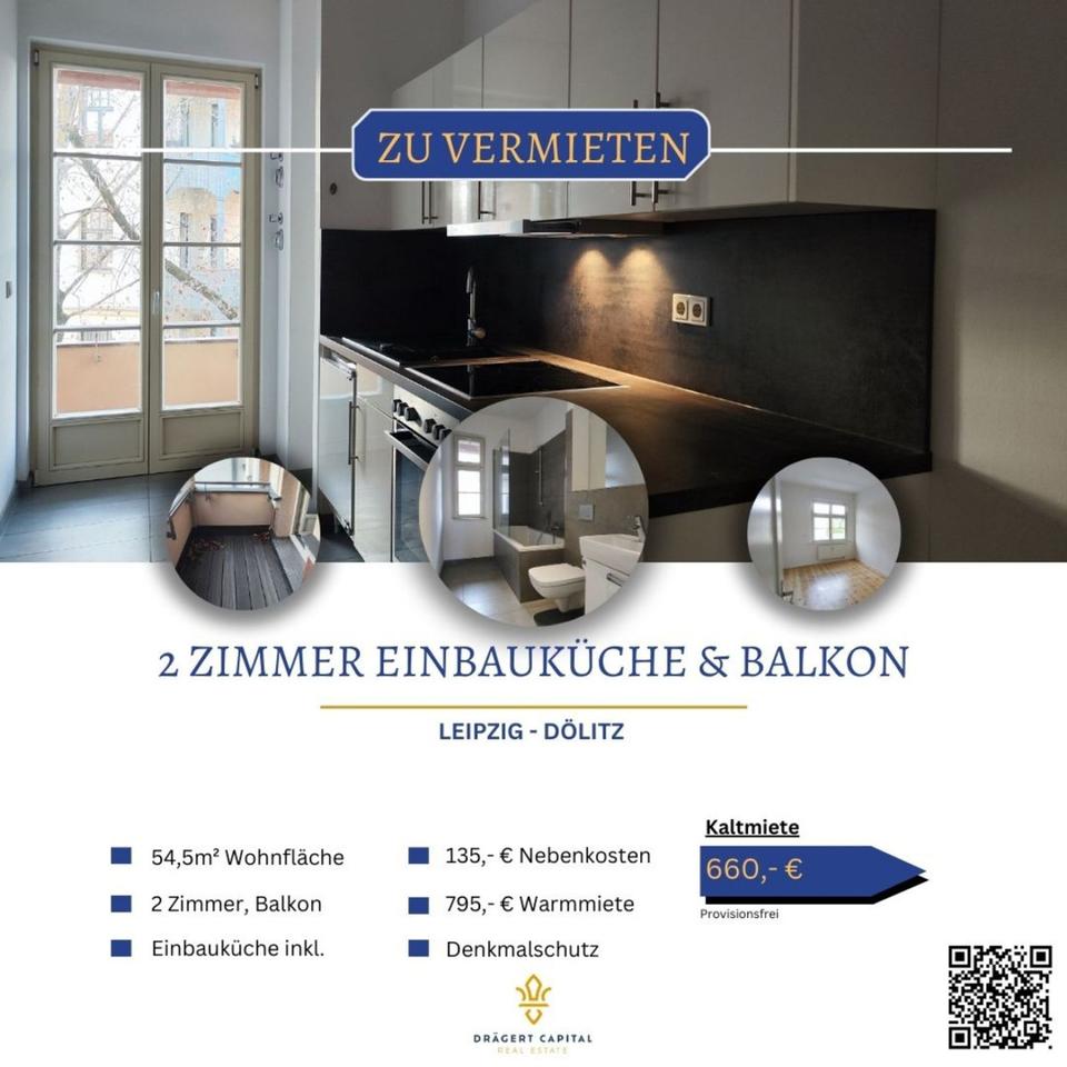 Thumbnail-2 Zimmerwohnung mit Balkon, Einbauküche sowie modernen Bad
