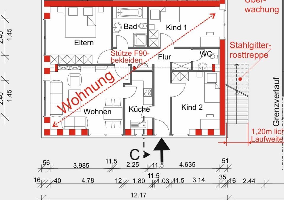 Thumbnail-88 m² Erdgeschosswohnung – Unmöbliert – Mit 2 Abstellräumen