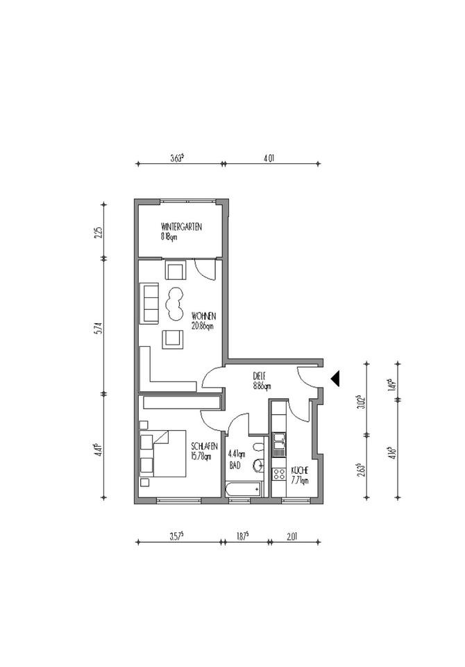 Thumbnail-Schicke 2-Zimmer-Wohnung mit gemütlichem Wintergarten und Badezimmer mit Fenster