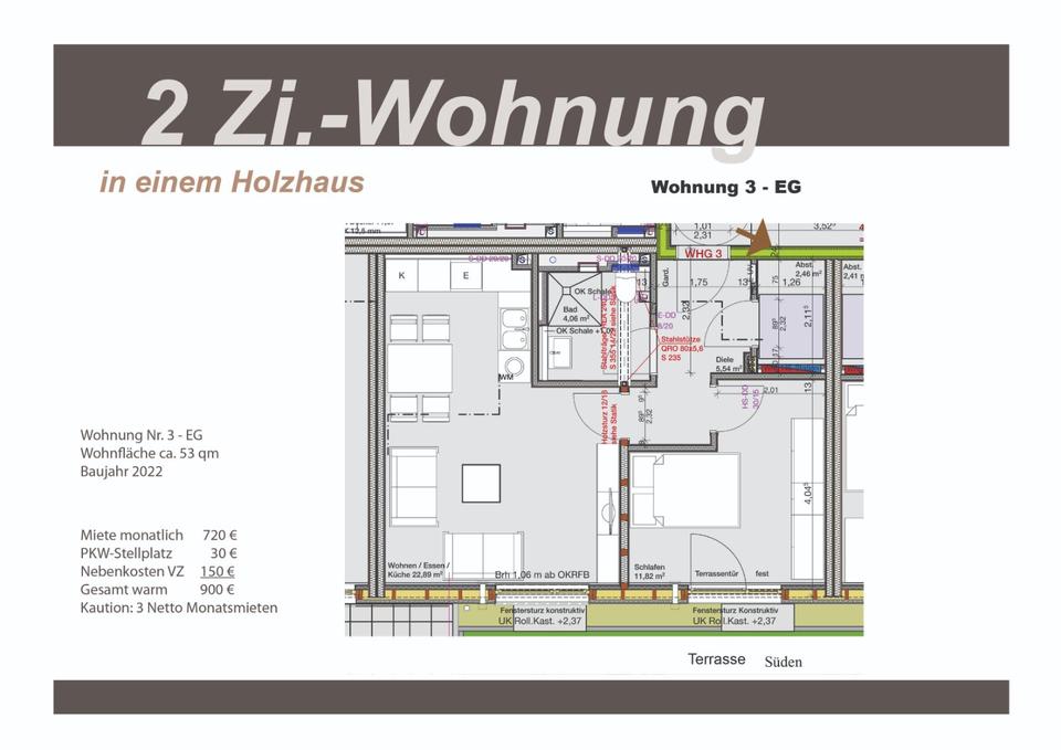 Thumbnail-2 Zi.-Wohnung in einem Holzhaus zu vermieten