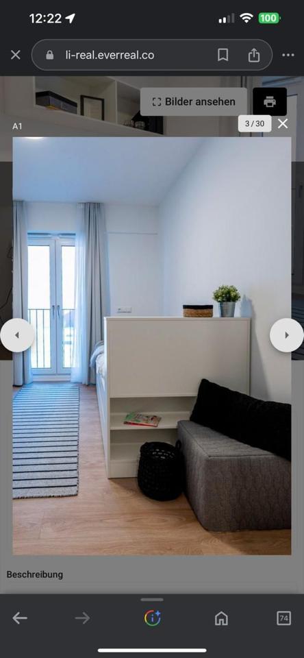 Thumbnail-Möbliertes 1-Zimmer-Apartment (19 m²) nahe Dortmunder U – ab 01.0