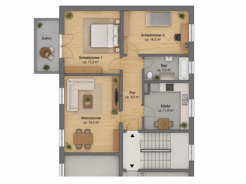 Thumbnail-Schöne 3-Zimmer-Wohnung im 1. OG mit Balkon & Garten