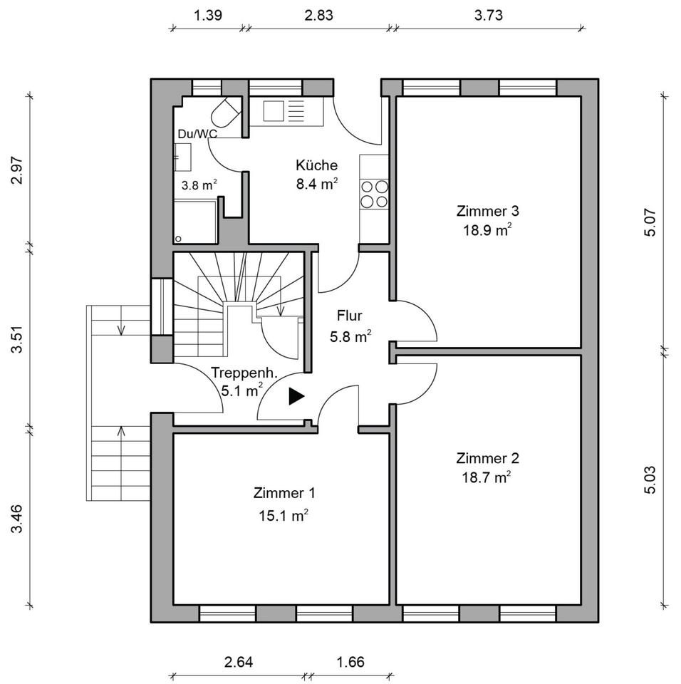 Thumbnail-Frisch renovierte 3-Zimmer-EG-Wohnung mit Garten (Zentrumsnah)