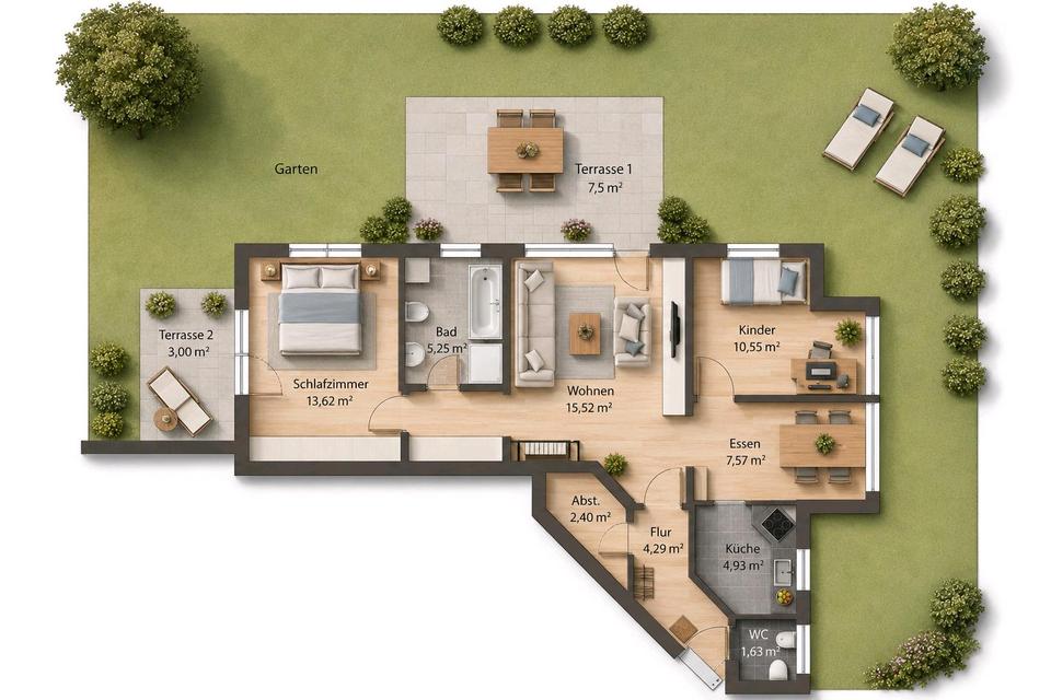 Thumbnail-Idyllische 3,5-Zi-Gartenwohnung mit 2 Terassen KN-Petershausen