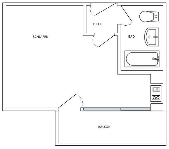 Thumbnail-Teilmöblierte 1 Zimmer Wohnung zu vermieten in München