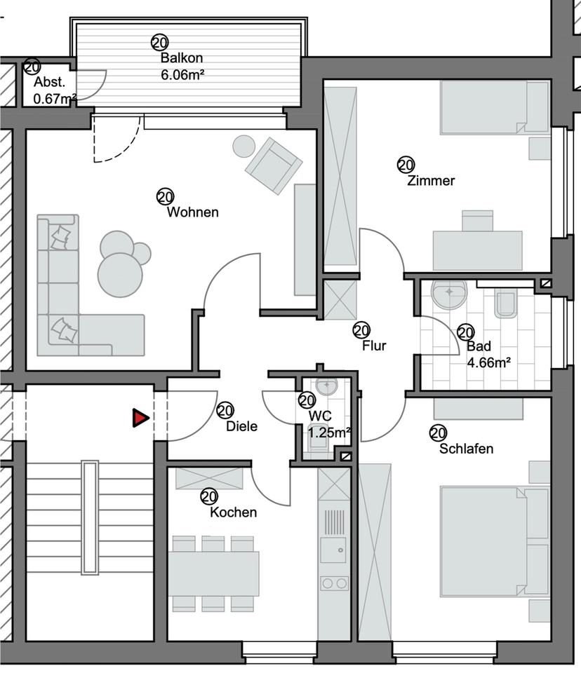 Thumbnail-Helle 3-Zimmer-Wohnung mit Balkon - WG-geeignet