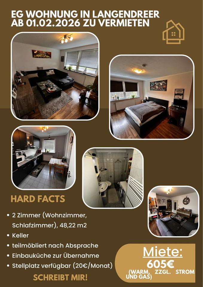 Thumbnail-Erdgeschoss Wohnung 2 Zimmer Bochum Langendreer möbliert ab 01.02