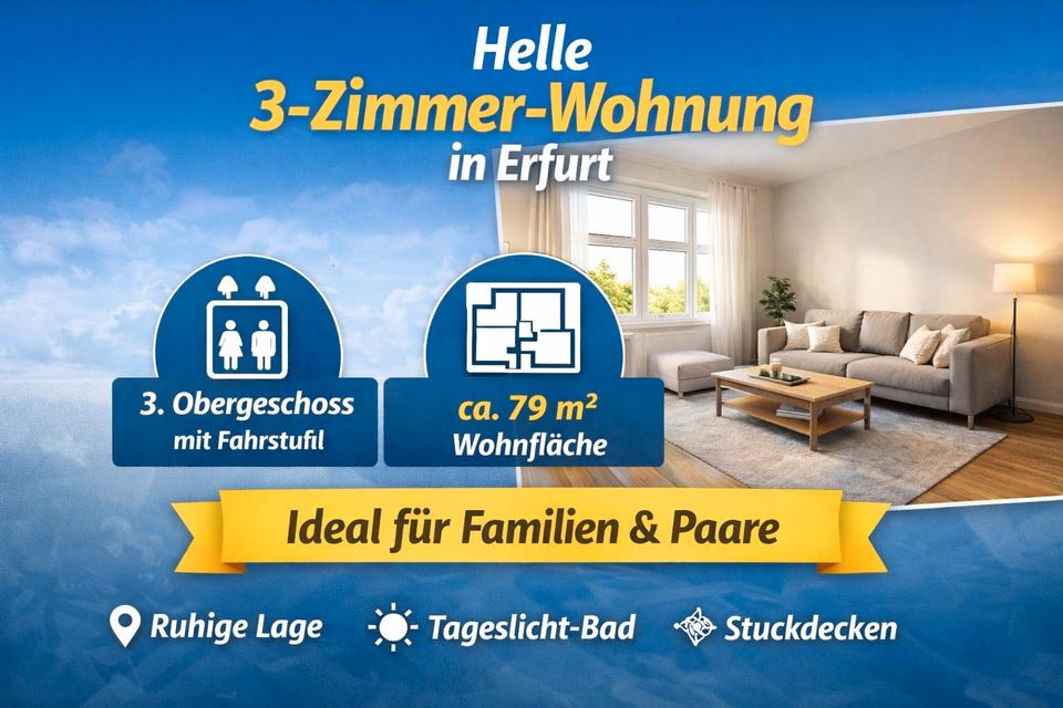 Thumbnail-Helle große 3 Zimmer-Wohnung in ruhiger Lage - Erfurt