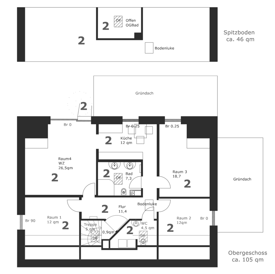 Thumbnail-OG Wohnung im ZFH – 4 Zimmer, Gartenanteil – Erstbezug