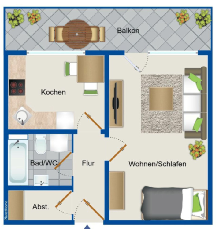 Thumbnail-Gemütliche 1,5-Z.-Wohnung mit Loggia & Tiefgarage in Oberasbach