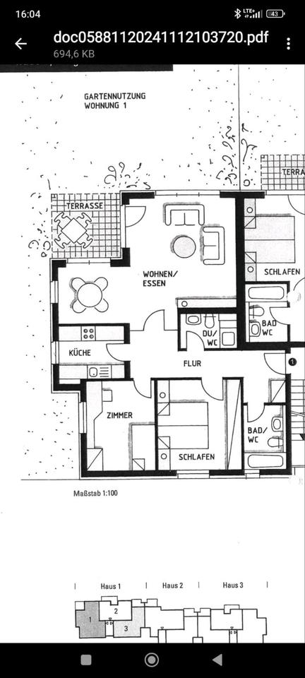Thumbnail-Mietwohnung in Jöllenbeck 85qm mit Terrasse und Garten