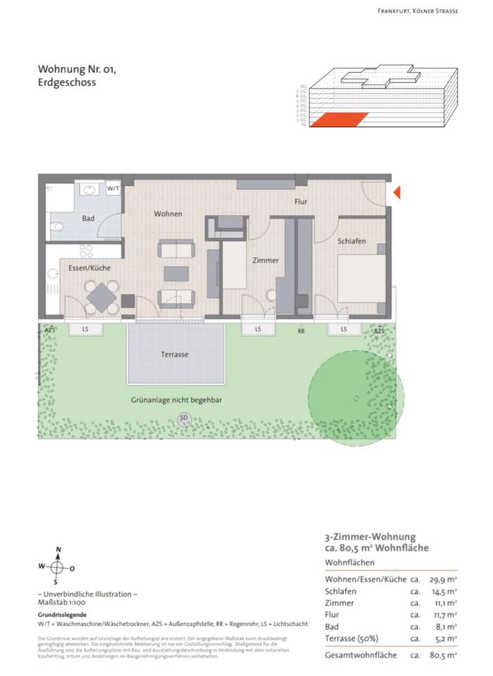 Thumbnail-3-Zimmer-Wohnung - zentral in Frankfurt Nähe Skyline Plaza