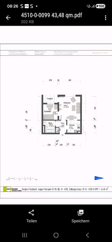 Thumbnail-Bergisch Gladbach 2 Zimmer 44qm nur mit WBS Schein KEIN Jobcenter