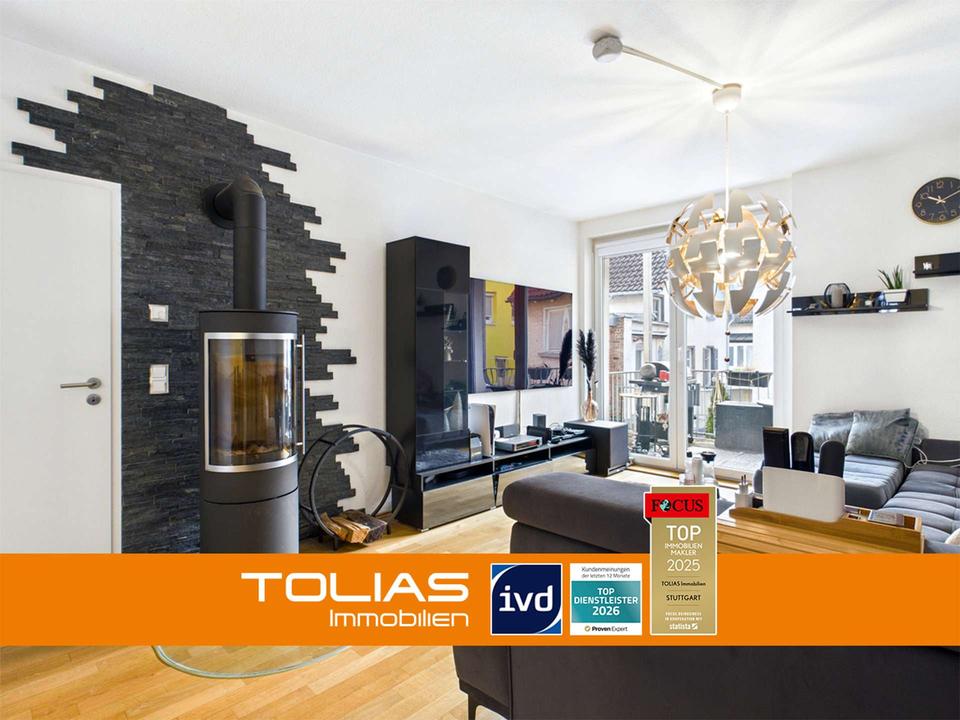 Thumbnail-Gemütliches Kaminfeuer in Bad Cannstatt: Großzügige 4-Zimmer-Wohnung mit zwei Balkonen