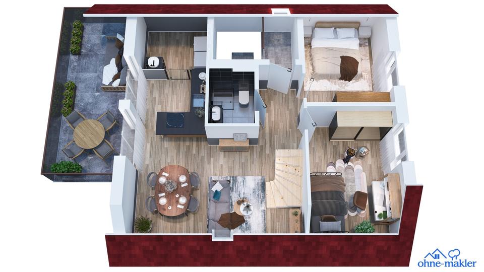 Thumbnail-Wohnen wie im Eigenheim! Hochwertige 3-Zimmer-Maisonette-Wohnung mit zwei Hobbyräumen (KfW40 Plus)