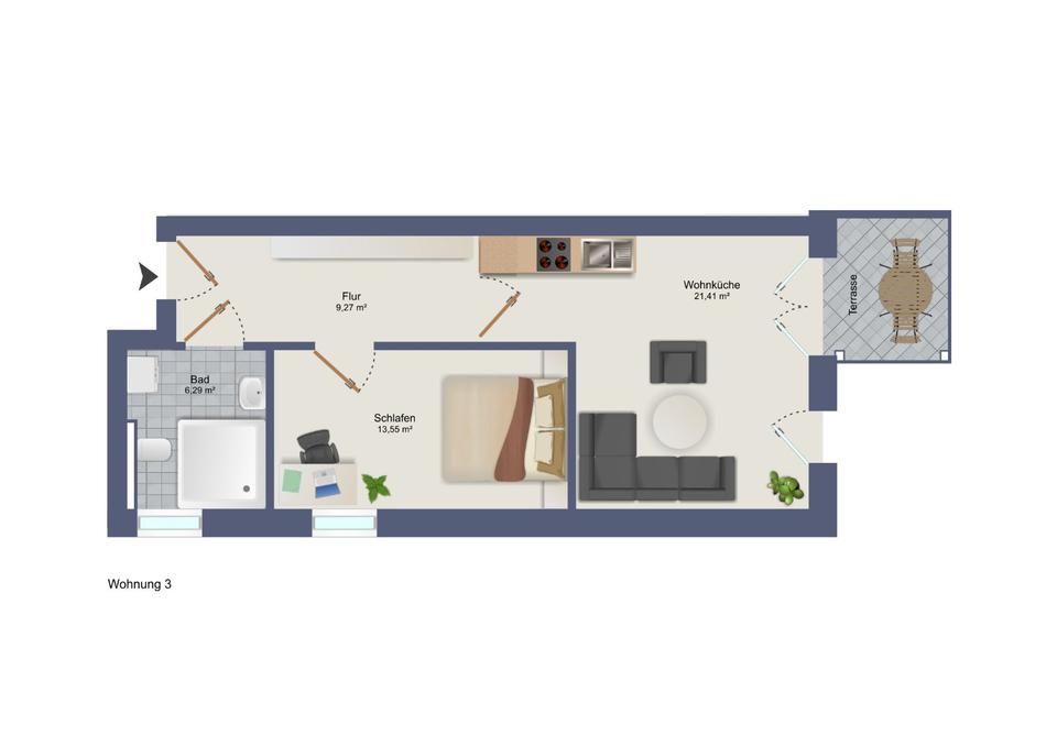 Thumbnail-Neubauwohnung EG Whg.3 - 2 Zimmer Sophienstraße Diepholz