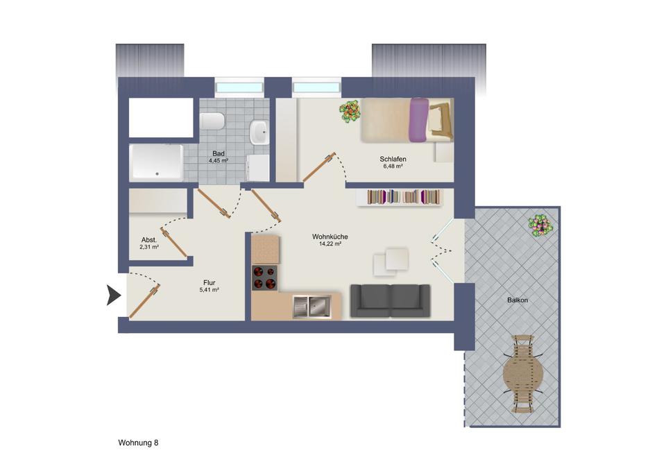 Thumbnail-Neubauwohnung DG Whg. 8 - 2 Zimmer Sophienstraße Diepholz