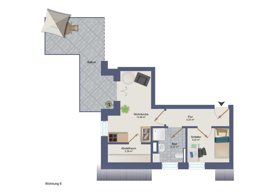 Thumbnail-Neubauwohnung DG Whg. 6 - 2 Zimmer Sophienstraße Diepholz