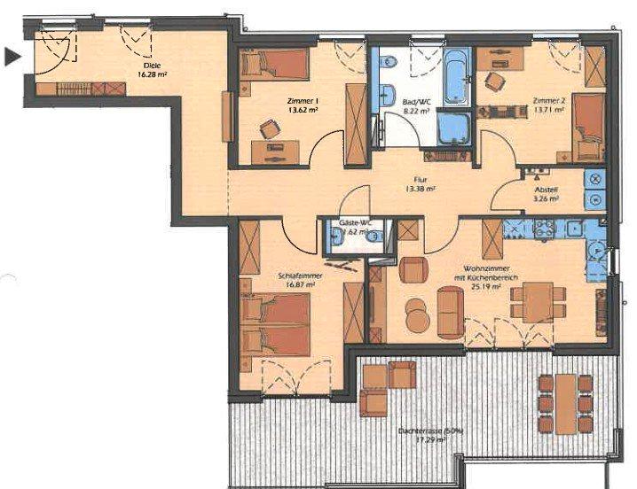 Thumbnail-4-Zi.-Wohnung in Büdelsdorf mit sonniger Dachterrasse