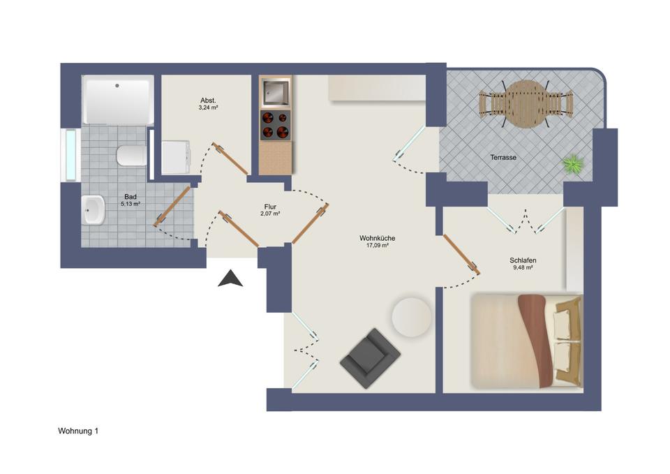 Thumbnail-Neubauwohnung EG Whg. 1 - 2 Zimmer , Sophienstraße Diepholz