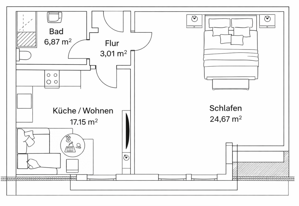 Thumbnail-2-Zimmer DG-Wohnung in Otter – frisch renoviert mit neuer Küche a