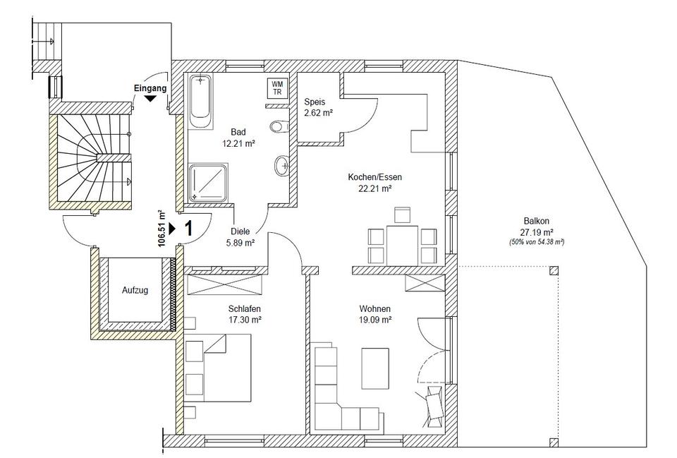Thumbnail-Erdgeschosswohnung mit Balkon