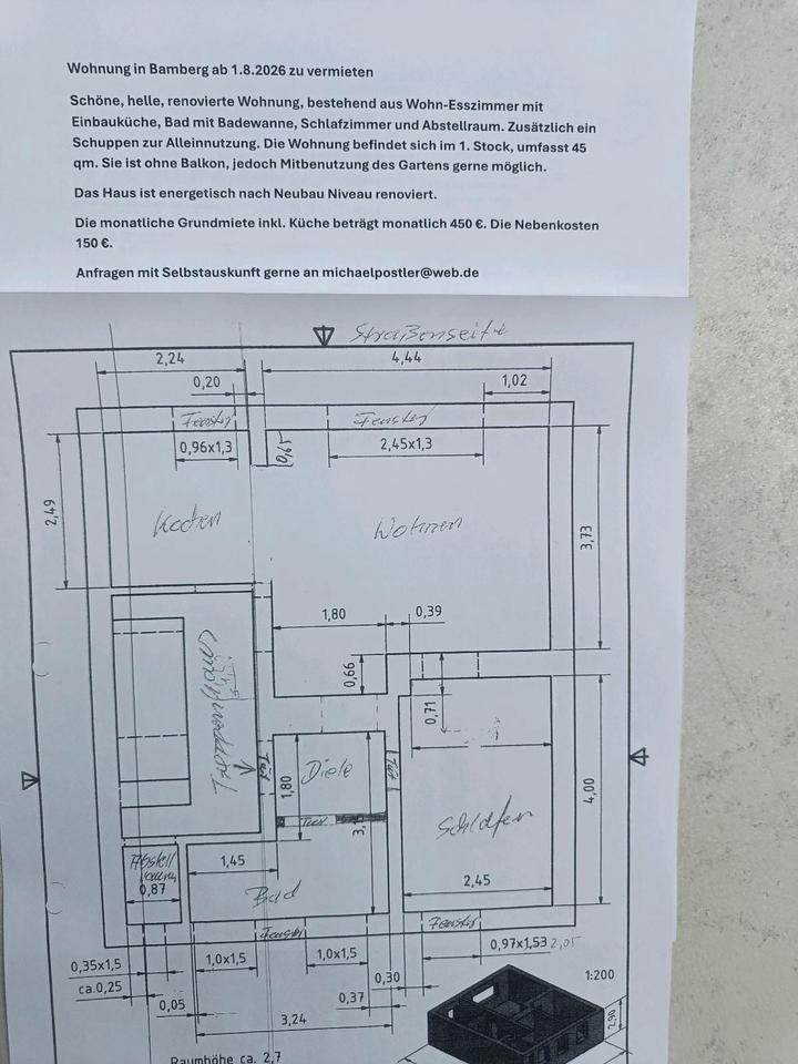 Thumbnail-schöne, helle 2- Zimmer -Wohnung in Bamberg . Hallstadter Str.