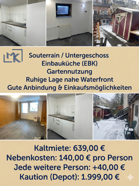 Thumbnail-Nähe Waterfront ca. 64qm + Garten, Souterrain Wohnung (UG)