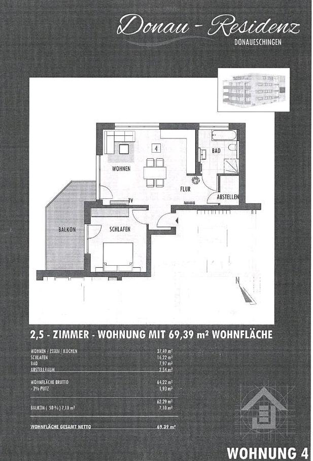 Thumbnail-2,5-Zimmer Wohnung mit Balkon in Donaueschingen zu vermieten