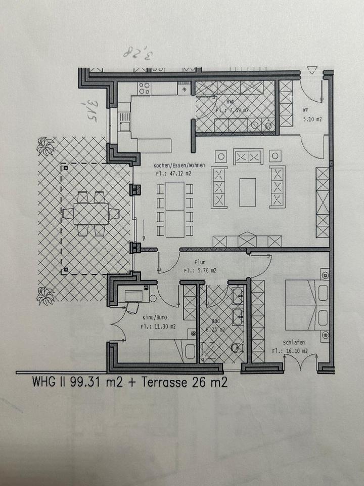Thumbnail-3-Zimmer-EG-Wohnung - 99qm - Terrasse - Stellplatz