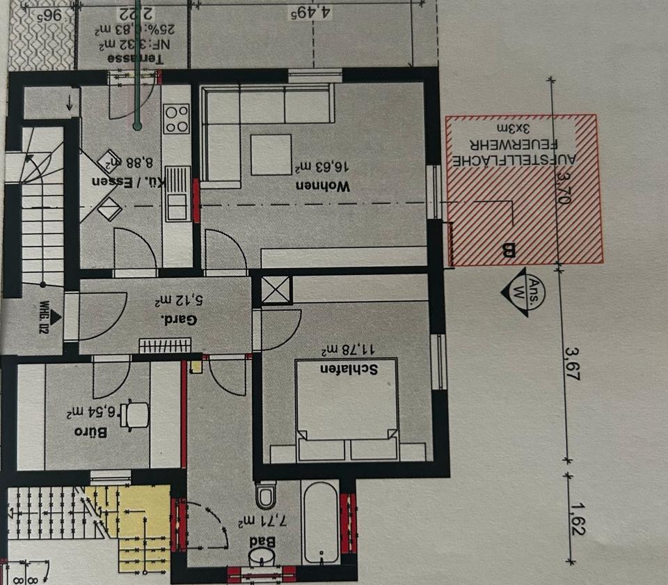 Thumbnail-Helle 3 Zimmer Wohung in Niefern Öschelbronn