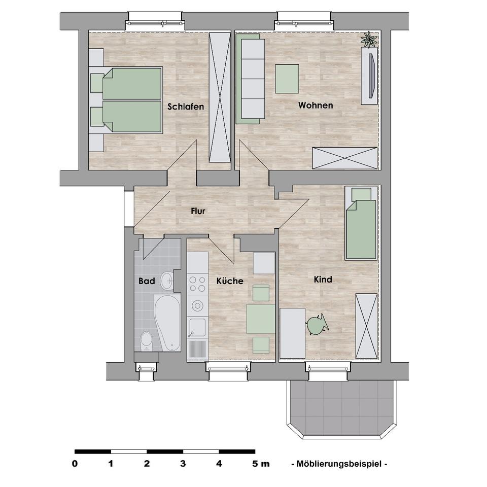 Thumbnail-Helle 3-Zimmer-Wohnung im Hochparterre – saniert und mit Balkon