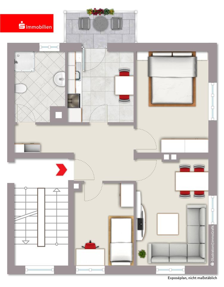 Thumbnail-3-Zimmer-Wohnung mit Balkon im Stadtzentrum