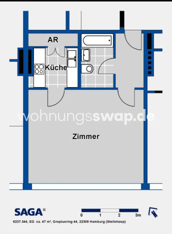 Thumbnail-Wohnungsswap - 1 Zimmer, 46 m² - Gropiusring, Wandsbek, Hamburg