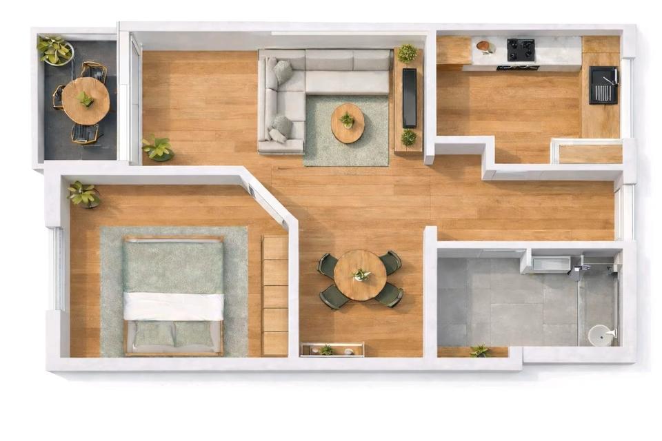 Thumbnail-Frisch renovierte 48m² 2-Zimmer-Wohnung mit EBK und TG-Stellplatz