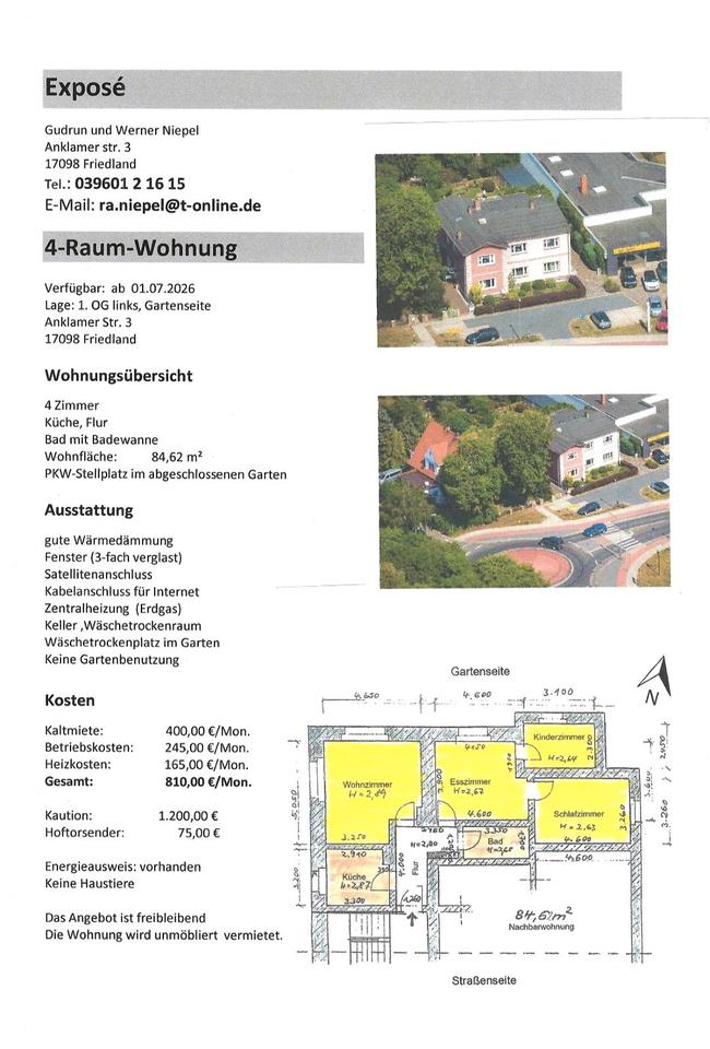Thumbnail-4 Raum Wohnung - 1. OG links (Gartenseite)
