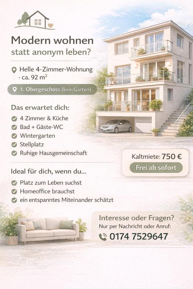Thumbnail-Renovierte 4 Zimmer 92 m² Wohnung zu vermieten. 1 OG