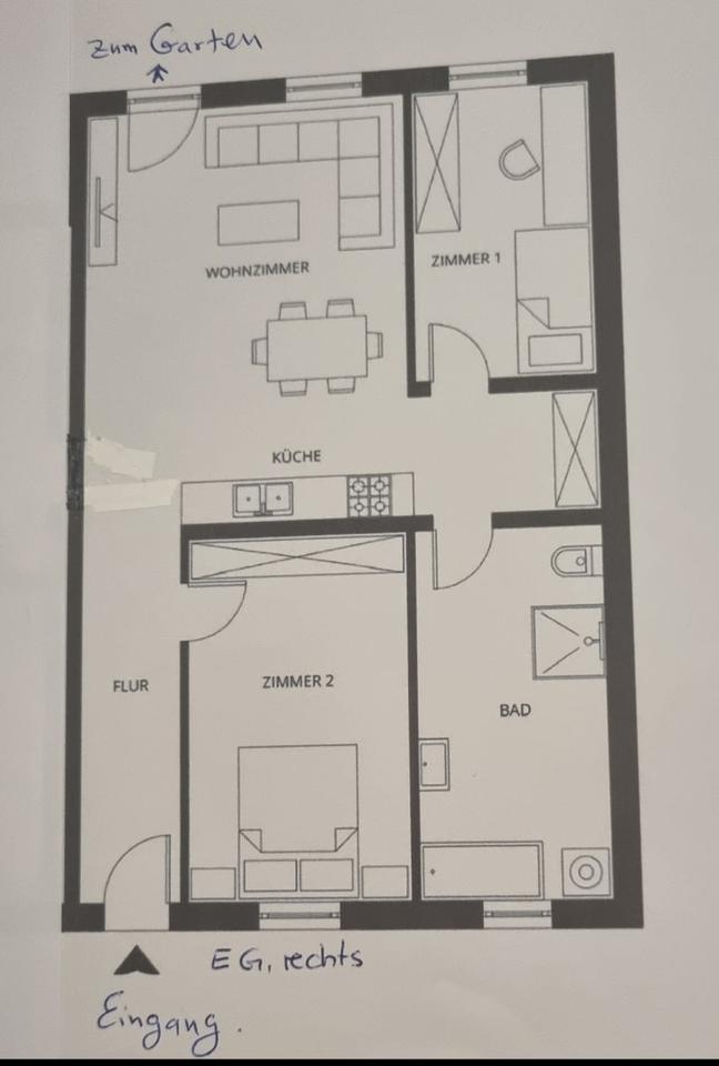 Thumbnail-3 Raum Wohnung mit Garten, Badewanne und Dusche in Nähe Freiberg