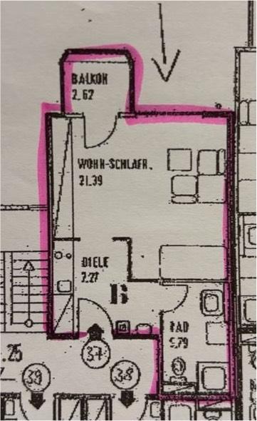 Thumbnail-Zentrumsnahe 36qm Wohnung 1,5 Zimmer