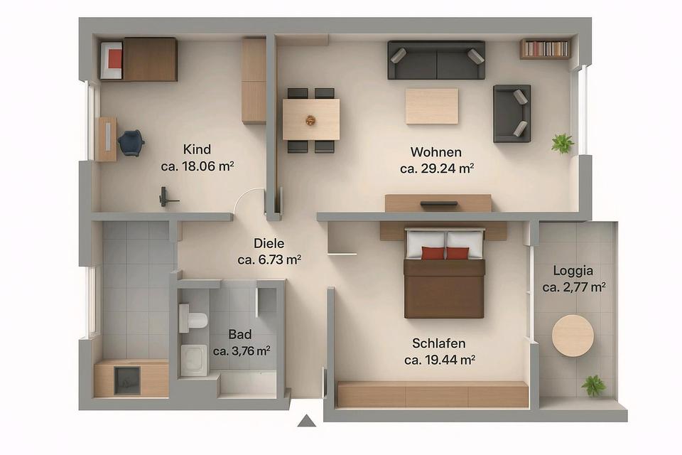 Thumbnail-3-Zimmer-Wohnung mit Balkon und Tiefgaragenstellplatz