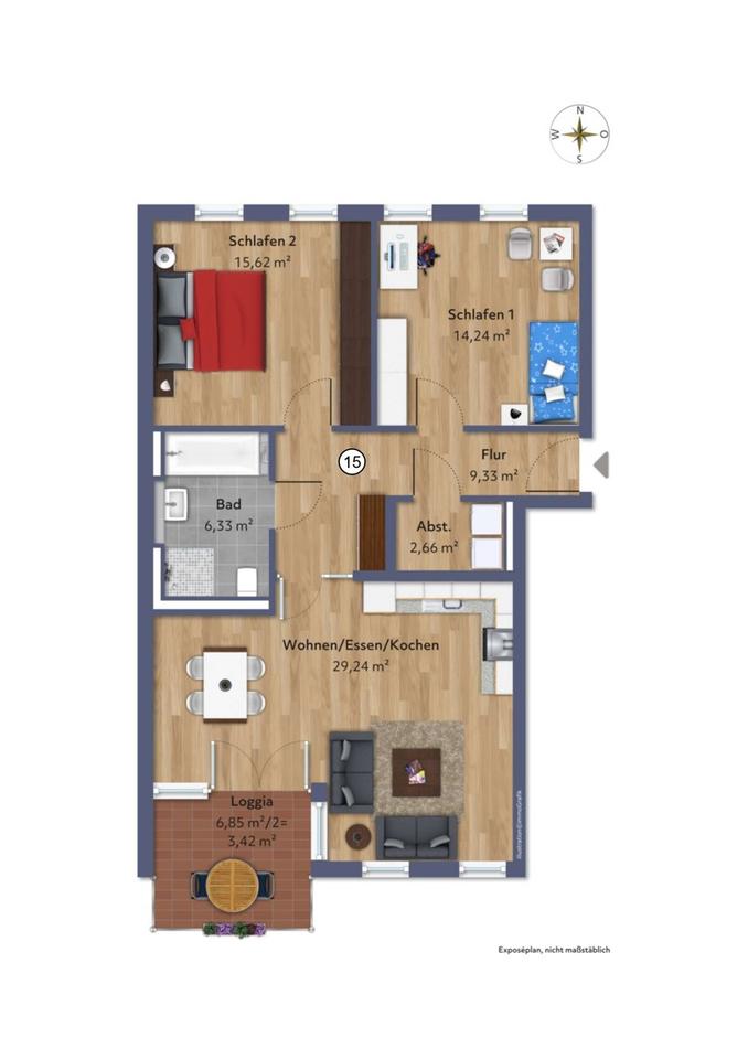 Thumbnail-Gemütliche 3-Zimmer-Wohnung